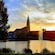 The Town Hall of Kiel, Germany at sunset
